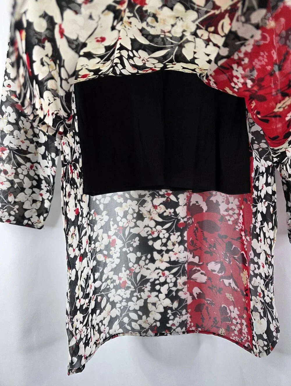 Calvin Klein Womens Size Med Floral Sheer Lined Crew Neck Tunic Dress Multicolor - Picture 10 of 16